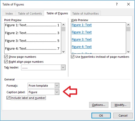 table lists in your dissertation example