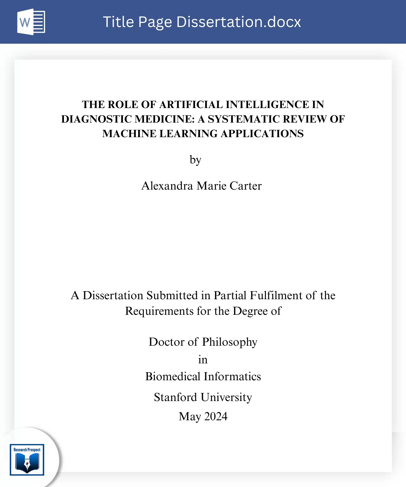 dissertation title page example