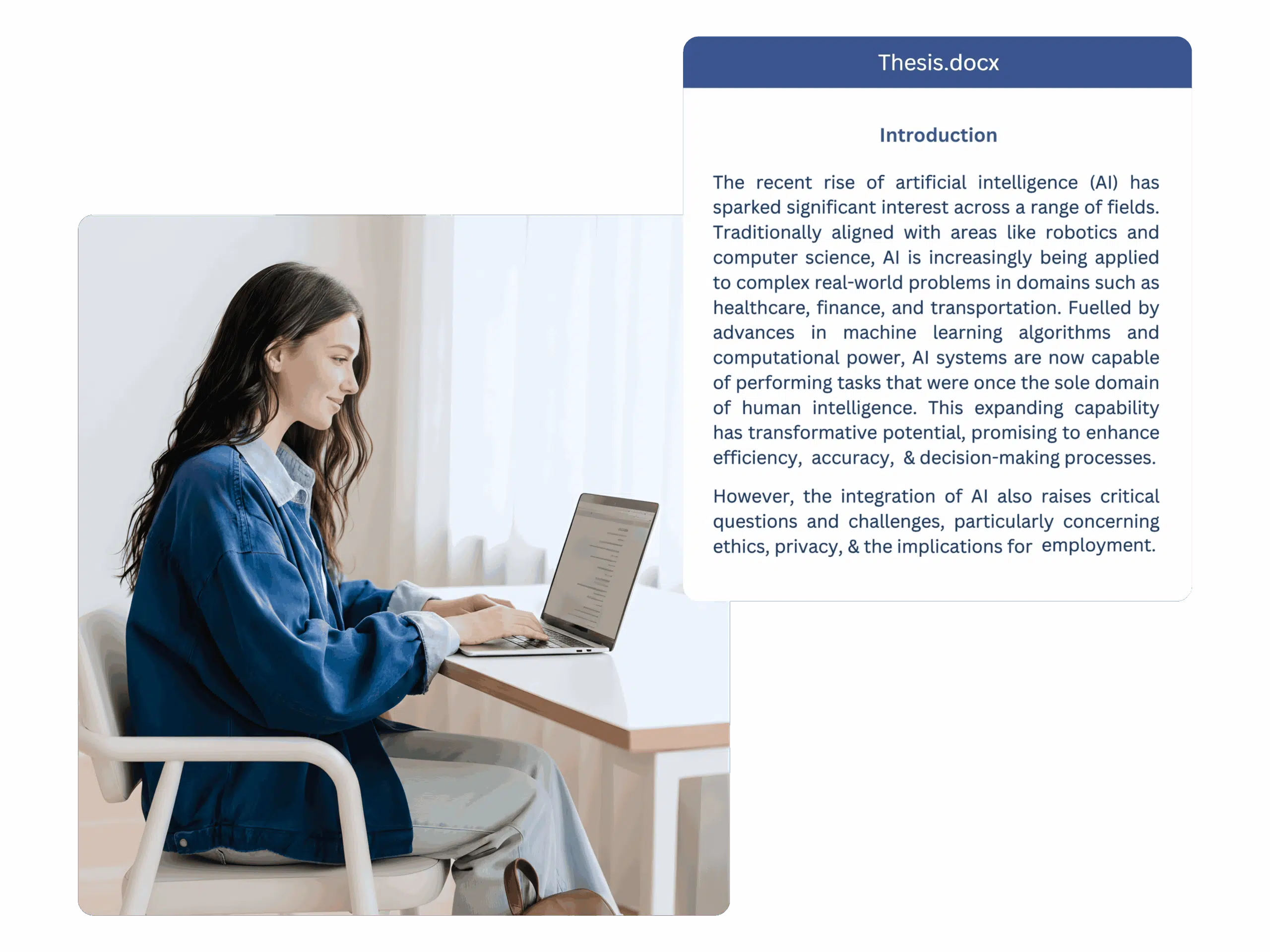 Student working on dissertation