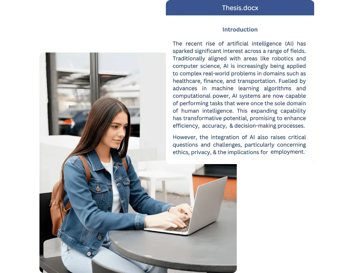 Student working on dissertation