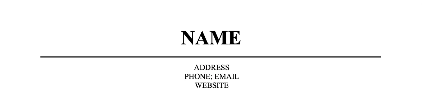 Sample academic CV header with contact information and digital presence