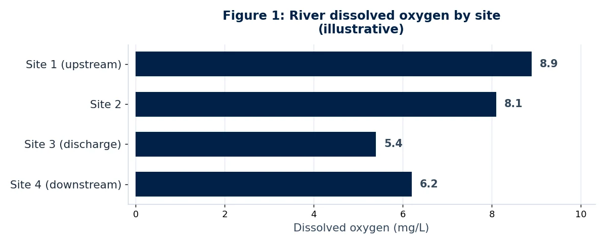 Results chart from this Environmental Science field study report example (Figure 1).